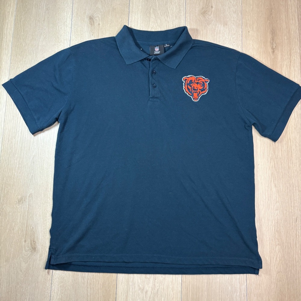 NFL Team Apparel Chicago Bears Polo Shirt XL Navy Short Sleeve Embroidered Logo